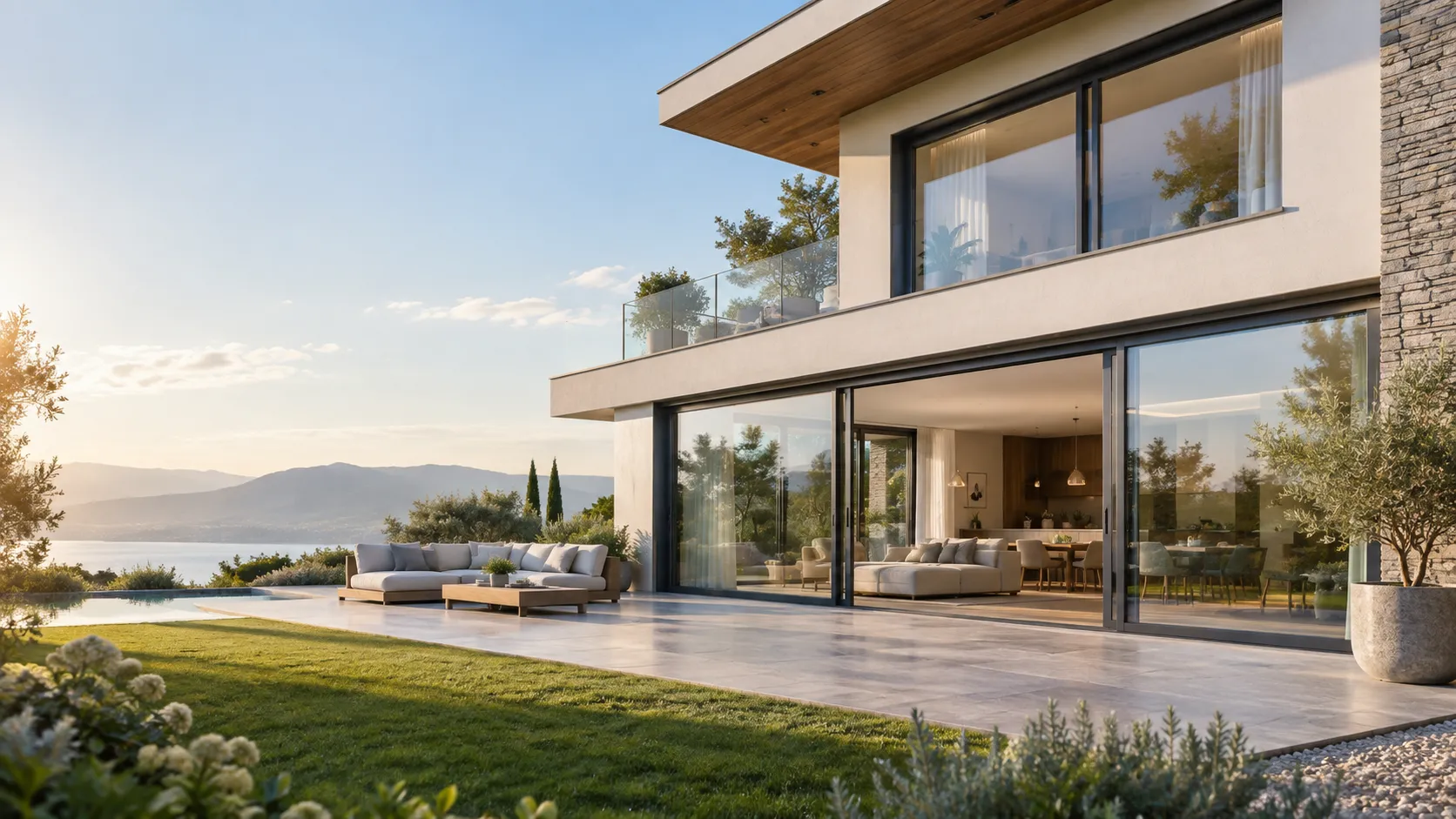 Fachada contemporánea con sistemas de aluminio y vidrio